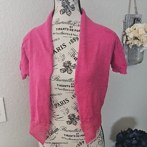Pink Women's Short Sleeve Cardigan
